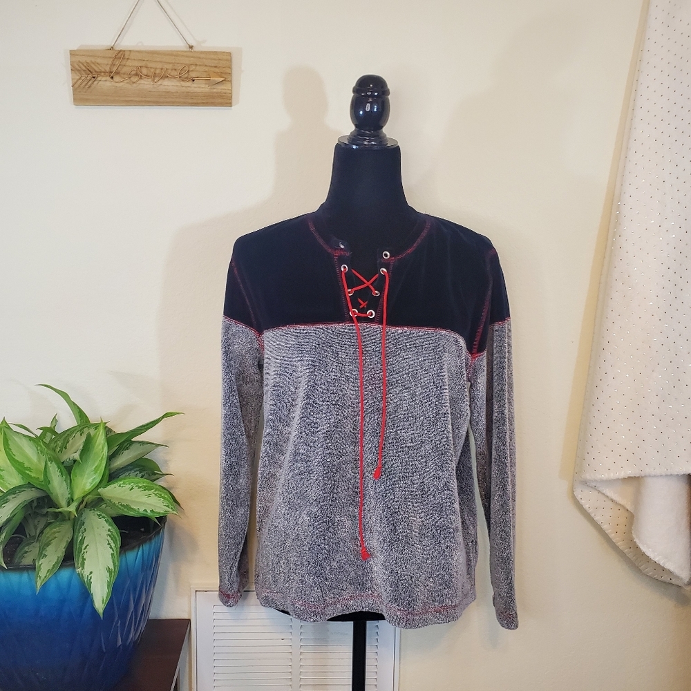 Erika Women's Sweater, Gray and Black, Petite PM